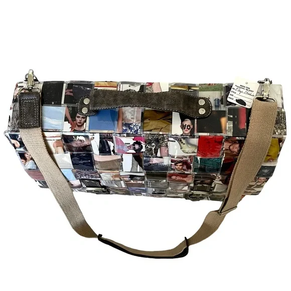 Designer Travel Weekend Bag/Large Tote Artisan Laminated Recycled Magazines - Picture 11 of 16